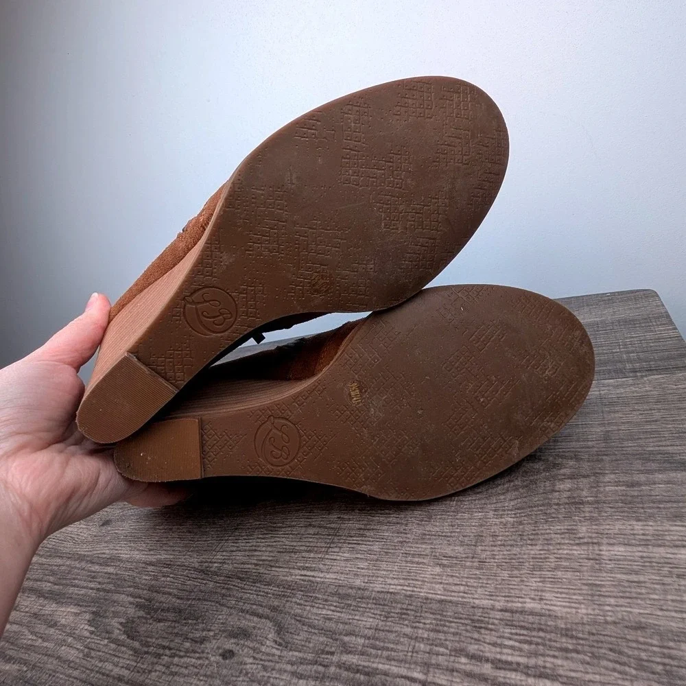 Lucky Brand Yahir Womens Brown‎ Suede Wedge Ankle Booties LK-YAHIR Size 9.5M